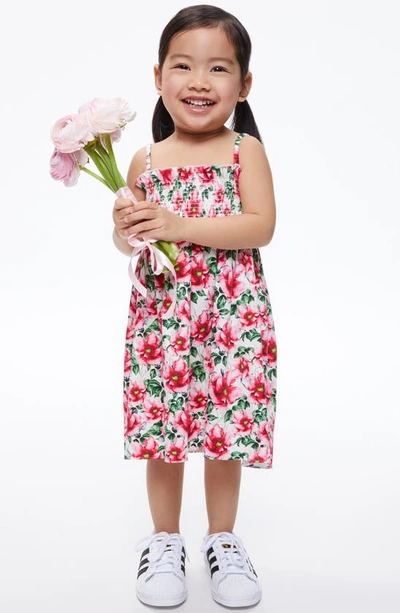 Shop Alice And Olivia Kids' Sully Floral Smocked Cotton Babydoll Dress In High Tea Floral