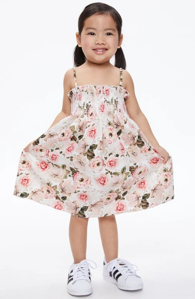 Shop Alice And Olivia Kids' Sully Floral Smocked Cotton Babydoll Dress In Morningside Floral White