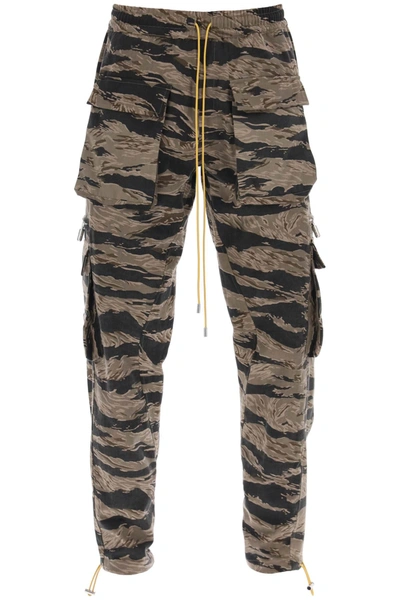 Shop Rhude Cargo Pants With 'tiger Camo' Motif All Over In Black, Brown