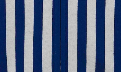 Shop Jw Anderson Anchor Stripe Wool Full Zip Hoodie In Blue/ White