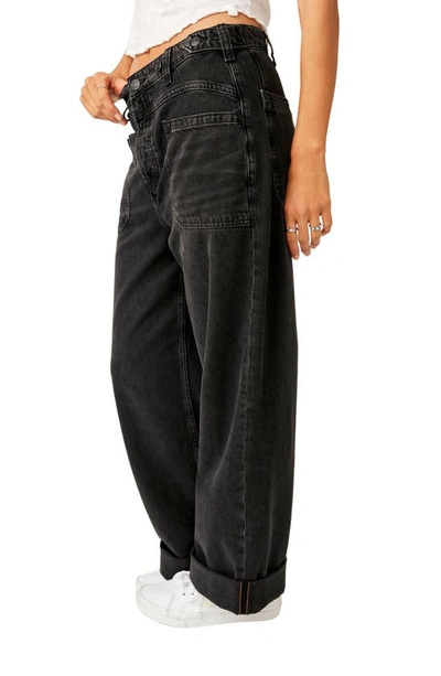 Shop Free People Palmer Cuffed Baggy Jeans In Outer Space