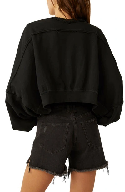 Shop Free People Shrug It Off Cotton Fleece Jacket In Black