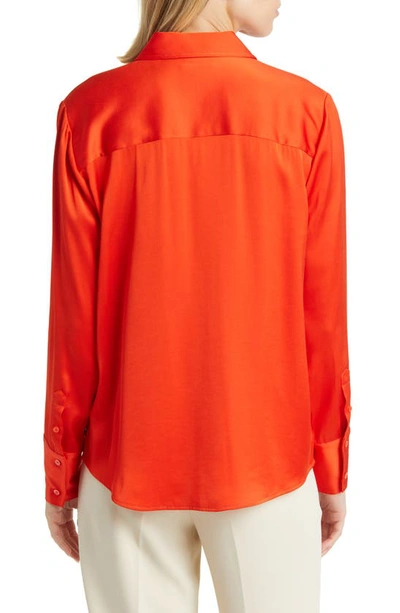 Shop Nordstrom Satin Shirt In Orange Cherry