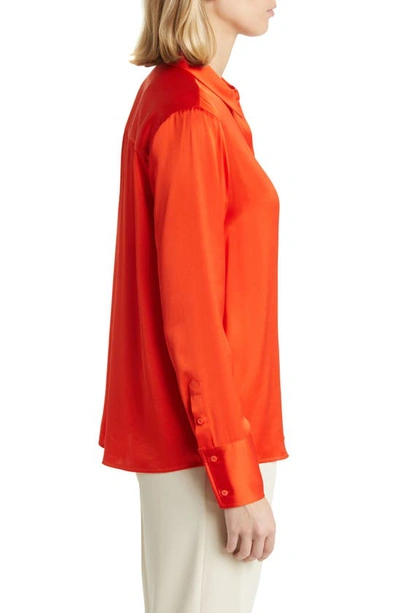 Shop Nordstrom Satin Shirt In Orange Cherry