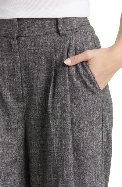 Shop Nordstrom Pleat Front Wide Leg Pants In Black- Ivory Suit Texture