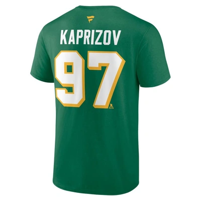 Shop Fanatics Branded Green Kirill Kaprizov Minnesota Wild Authentic Stack Name & Number T-shirt In Kelly Green