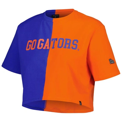 Shop Hype And Vice Royal/orange Florida Gators Color Block Brandy Cropped T-shirt