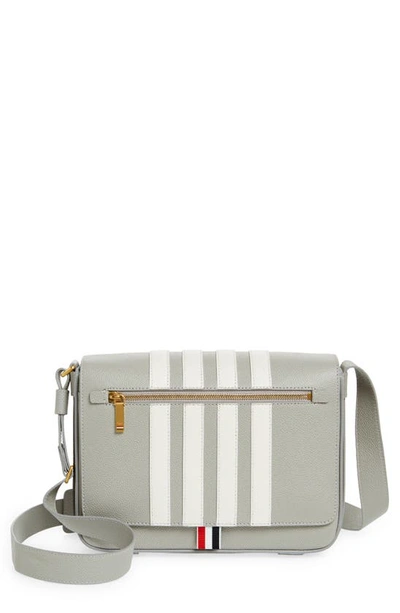 Shop Thom Browne Reporter Messenger Bag In Light Grey