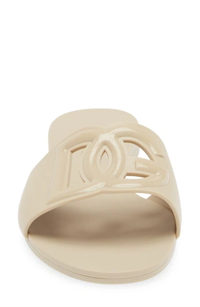 Dolce & Gabbana Bianca Interlock Slide Sandal In Beige
