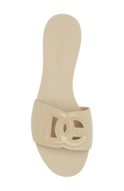 Shop Dolce & Gabbana Bianca Interlock Slide Sandal In Beige