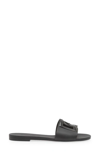 Shop Dolce & Gabbana Bianca Interlock Slide Sandal In Black