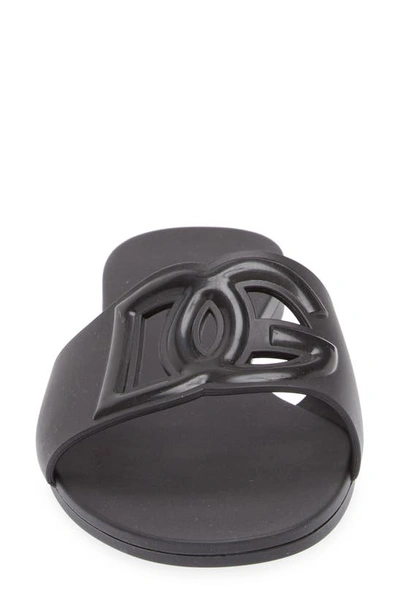 Dolce & Gabbana Black Flats With Cut-out Band And Dg Logo In Soft Rubber Woman In Black