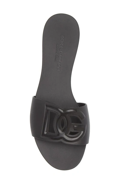Shop Dolce & Gabbana Bianca Interlock Slide Sandal In Black