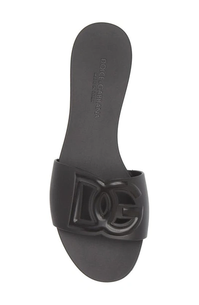 Dolce & Gabbana Black Flats With Cut-out Band And Dg Logo In Soft Rubber Woman In Black