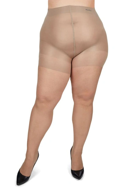 Memoi Plus Size Curvy Silky Sheer Control Top Pantyhose Mm-2240 In City Beige