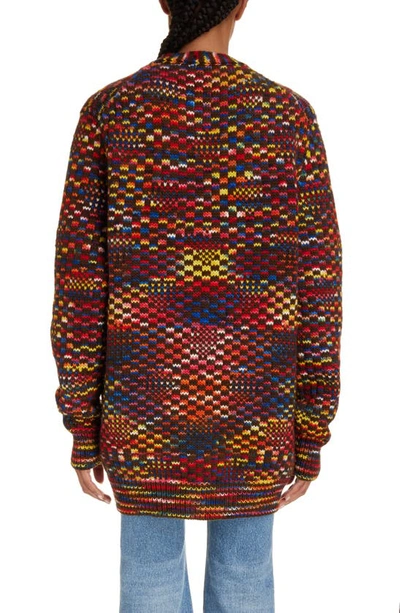 Shop Chloé Generous V-neck Wool Cardigan In Multicolor 1 Red