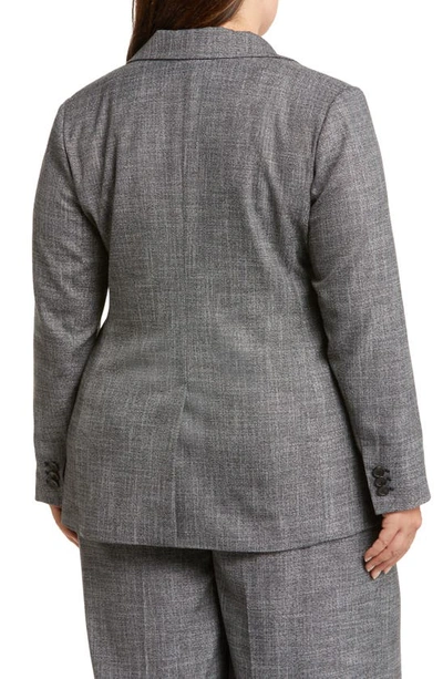 Shop Nordstrom Textured One-button Blazer In Black- Ivory Suit Texture