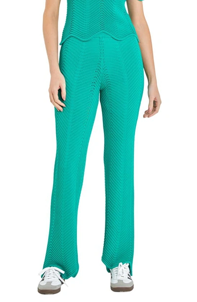 Shop English Factory Wavy Knit Pants In Green