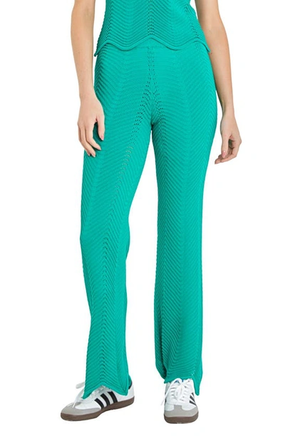 Shop English Factory Wavy Knit Pants In Green