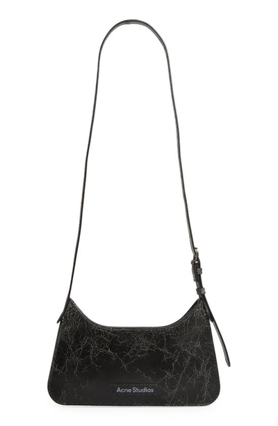 Acne Studios Platt Micro Crackled Leather Shoulder Bag In Black