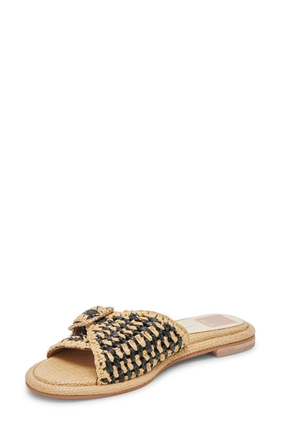 Shop Dolce Vita Alonzo Raffia Slide Sandal In Black/ Natural Raffia