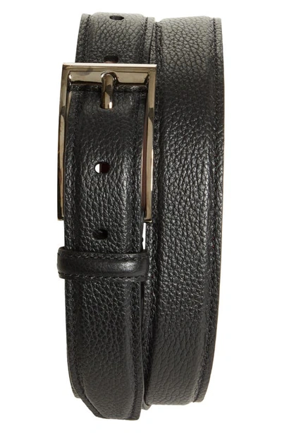 Shop Christian Louboutin Bizz Leather Belt In Black/ Loubi/ Gun Metal