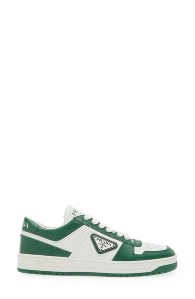 Shop Prada Downtown Logo Low Top Sneaker In White/ Green