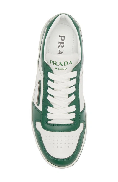 Shop Prada Downtown Logo Low Top Sneaker In White/ Green