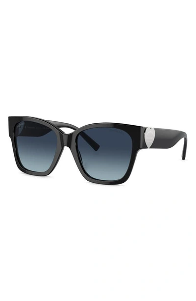 Tiffany & Co 54mm Gradient Polarized Square Sunglasses In Black