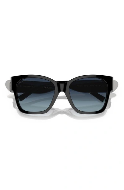 Tiffany & Co 54mm Gradient Polarized Square Sunglasses In Black