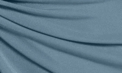 Shop Katie May Arya Twist Waist Asymmetric Neck Gown In Dusty Blue