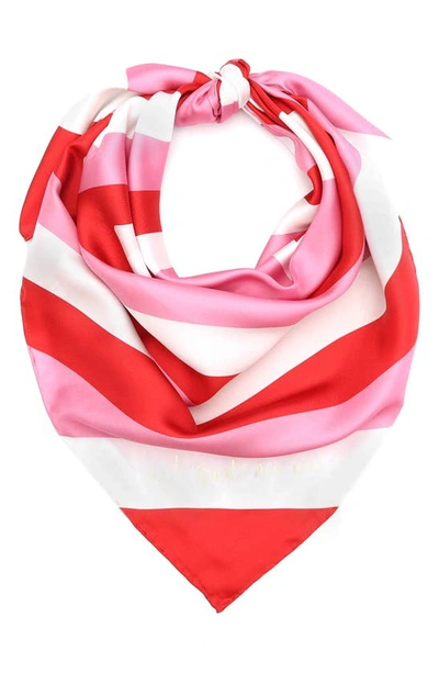 Shop Kate Spade Oversize Heart Square Silk Scarf In Pink Multi