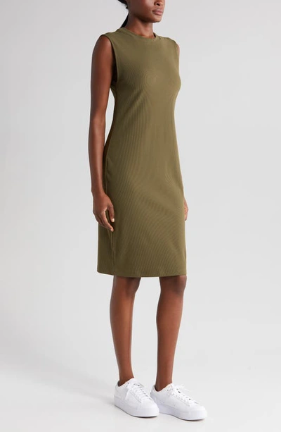 Shop Zella Live In Rib Midi Dress In Olive Night