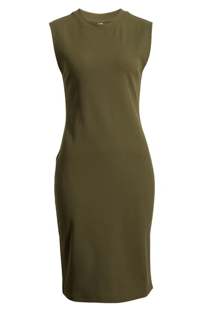 Shop Zella Live In Rib Midi Dress In Olive Night