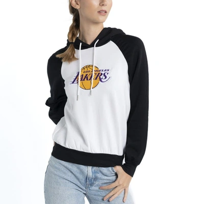 Shop Lusso White Los Angeles Lakers Marlowe Tri-blend Raglan Pullover Hoodie