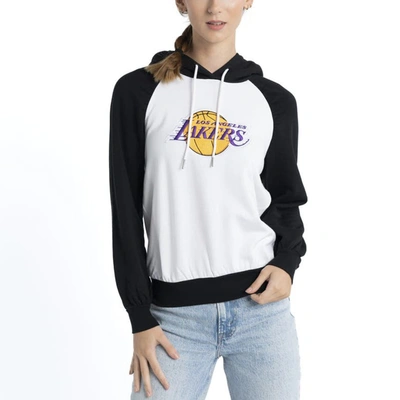 Shop Lusso White Los Angeles Lakers Marlowe Tri-blend Raglan Pullover Hoodie