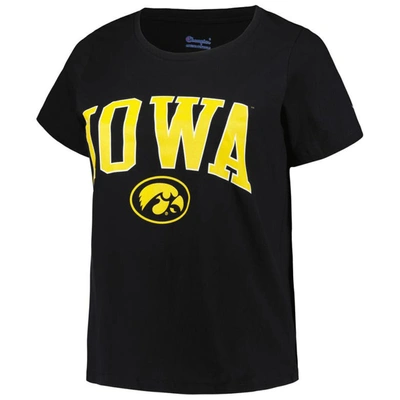 Shop Profile Black Iowa Hawkeyes Plus Size Arch Over Logo Scoop Neck T-shirt