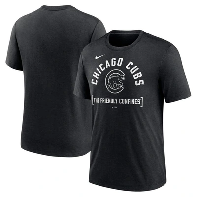 Shop Nike Heather Black Chicago Cubs Swing Big Tri-blend T-shirt