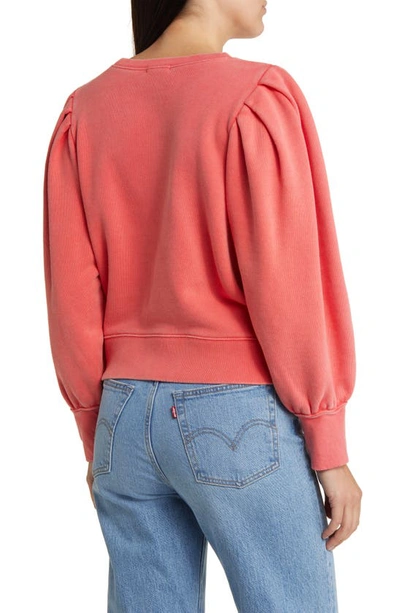 Shop Rails Tiffany Balloon Sleeve Cotton Sweatshirt In Cherry