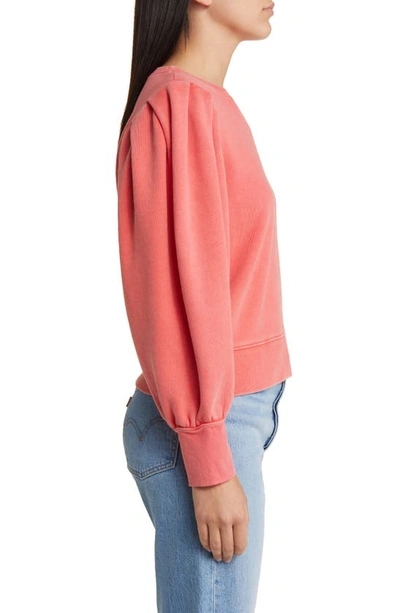 Shop Rails Tiffany Balloon Sleeve Cotton Sweatshirt In Cherry