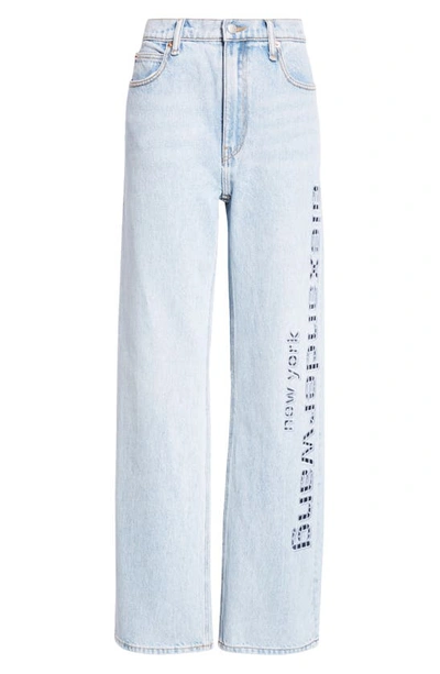 Shop Alexander Wang Ez Slouch Cutout Logo Jeans In Bleach