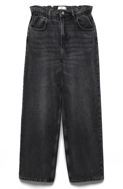 Shop Mango Slouchy Straight Leg Jeans In Black Denim