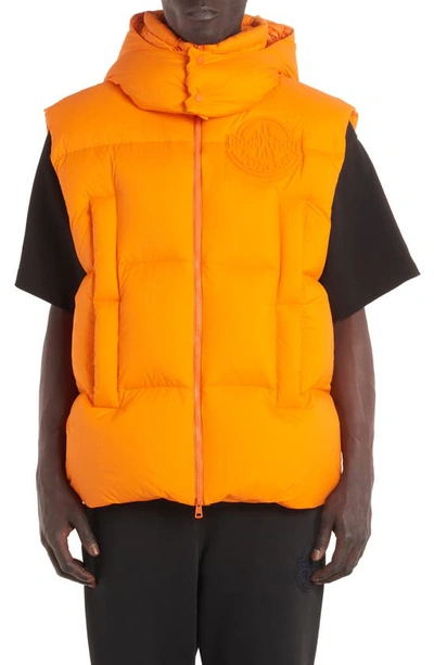 Shop Moncler Genius Moncler 9 Roc Nation Apus Hooded Down Vest In Orange