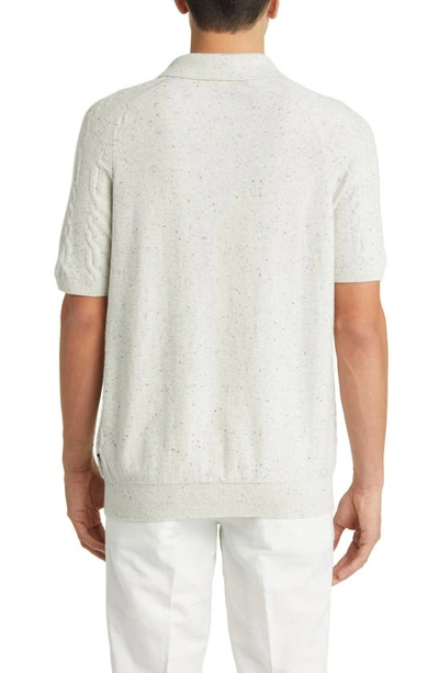 Shop Ted Baker Ustee Cable Stitch Short Sleeve Polo Sweater In Ecru