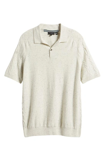 Shop Ted Baker Ustee Cable Stitch Short Sleeve Polo Sweater In Ecru