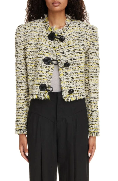 Shop Isabel Marant Gradilia Wool Blend Tweed Crop Jacket In Ecru