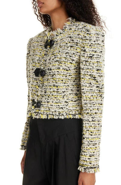 Shop Isabel Marant Gradilia Wool Blend Tweed Crop Jacket In Ecru