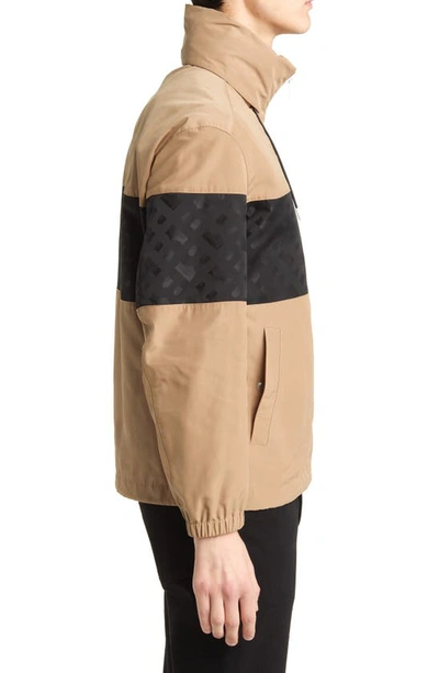 Shop Hugo Boss Boss Crosco Hooded Zip Jacket In Medium Beige