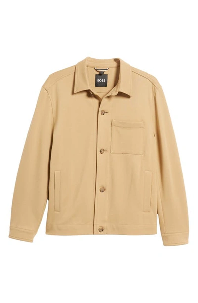 Shop Hugo Boss Boss Carper Button-up Shirt Jacket In Medium Beige