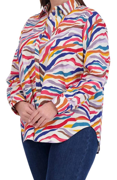 Shop Foxcroft Abstract Print Cotton Button-up Shirt In Multi